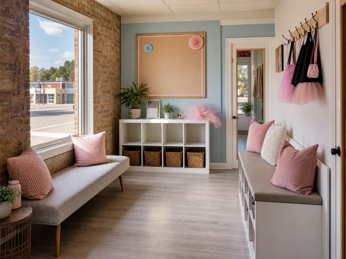 Placeholder image of a parent welcome area in a dance studio